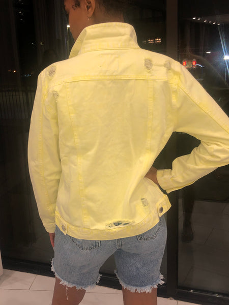 Acid Wash Denim Jacket (Yellow)